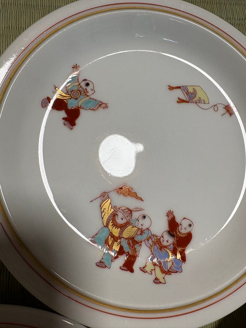 深川製磁　錦唐子？　子供　子ども　平皿　10枚揃