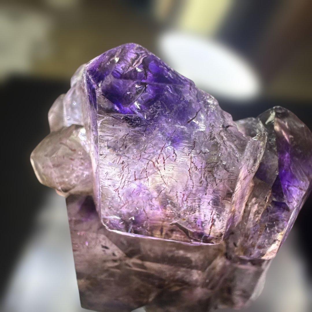 【極上品】スーパーセブン原石 クラスター 紫水晶系 希少原石　台座付