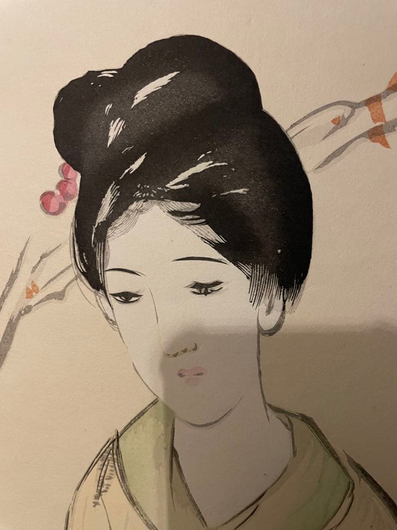 竹久夢二「春を待つ人」木版画 現代版画　三幸