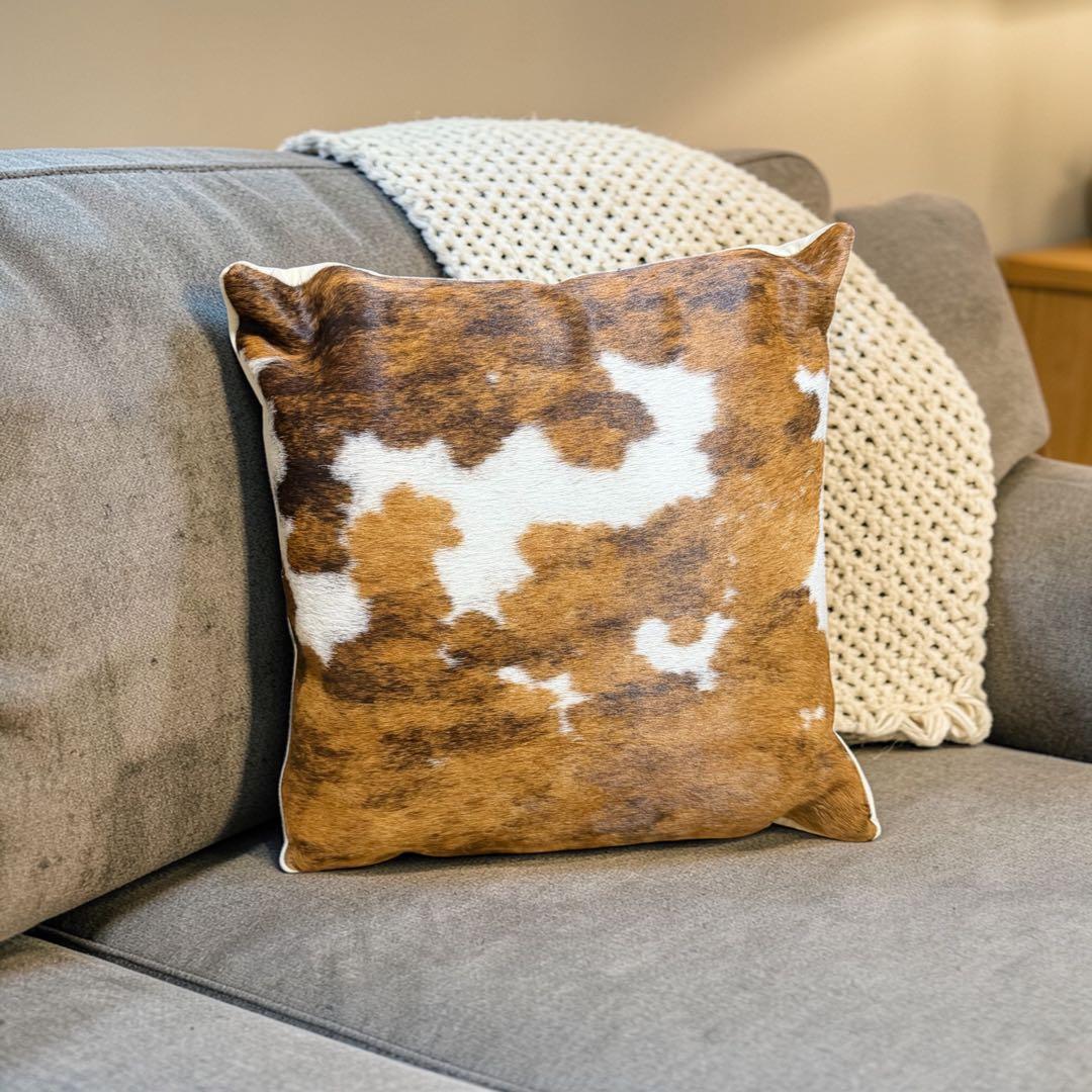 雄牛カウハイド100%クッション付きカバー 2点セット