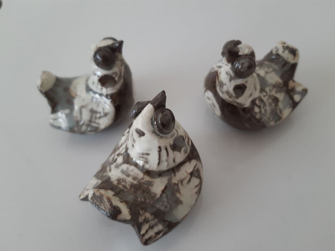 下村良之介 やけもの 陶器 鳥形 箸置き オブジェ 新品 日本画家