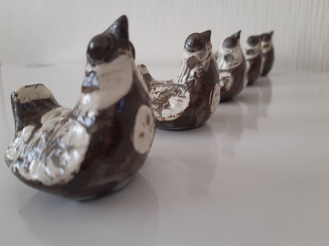下村良之介 やけもの 陶器 鳥形 箸置き オブジェ 新品 日本画家