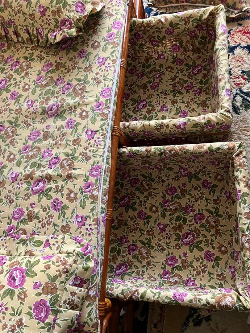 カウチソファ ハイバック 140cm 花柄