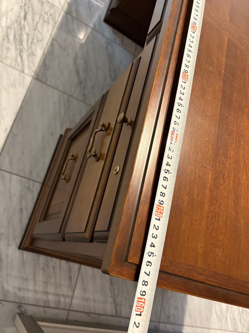 木製大型デスク 引き出し付き