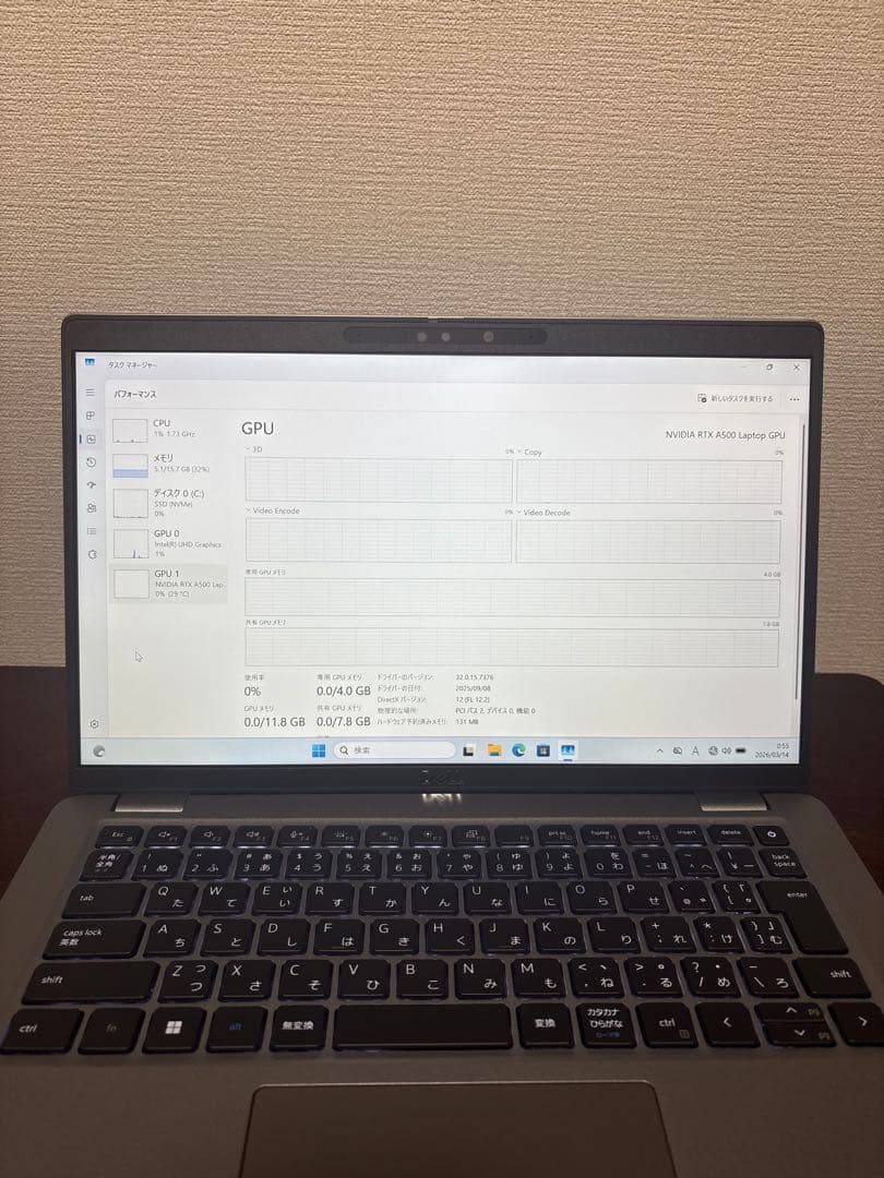 【Core i7-1370P】dell precision RTXA500