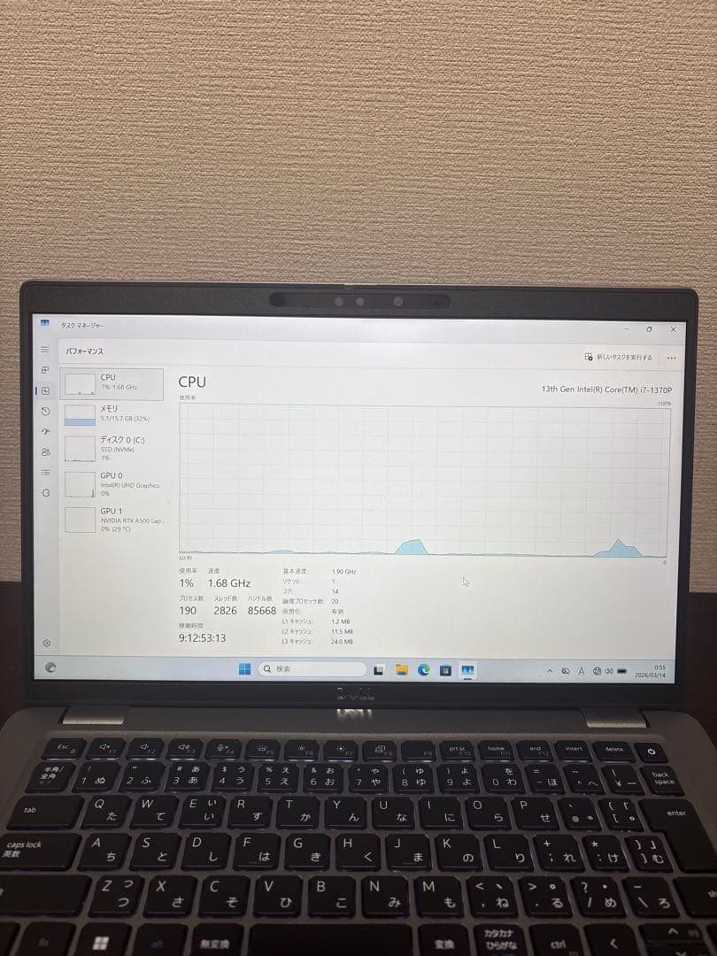 【Core i7-1370P】dell precision RTXA500