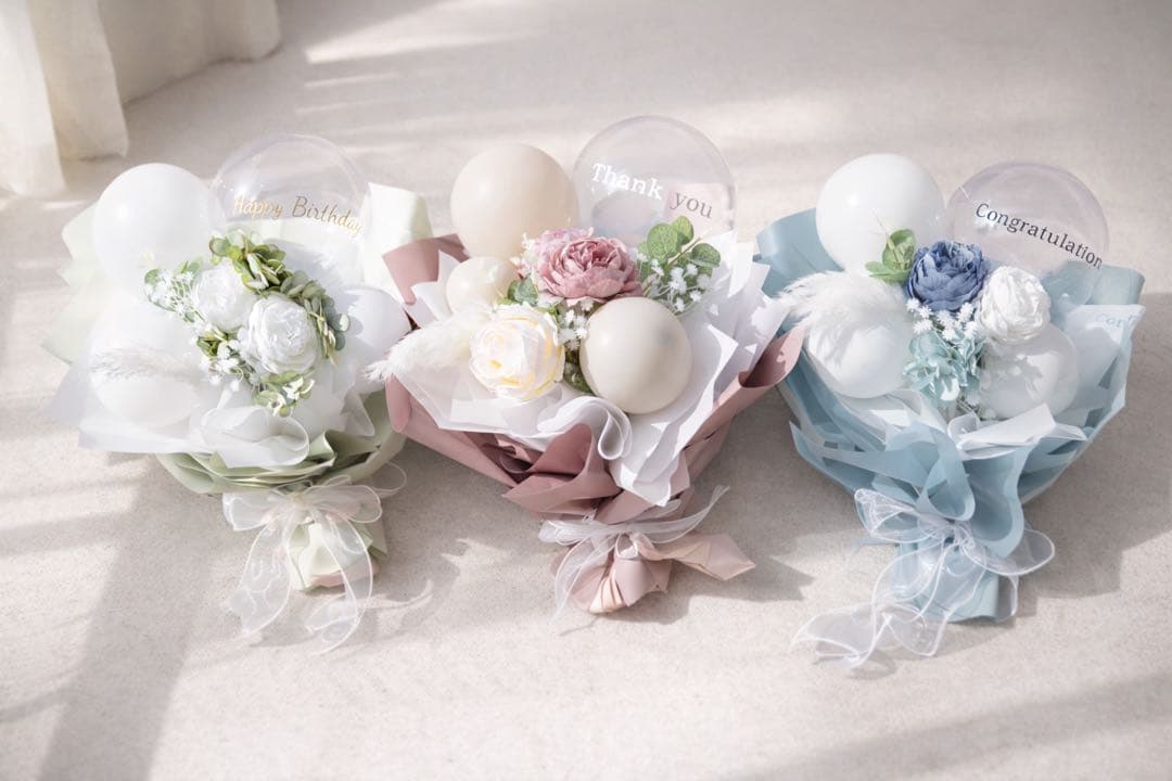 zμ♡ずず♡zμ断捨離 バルーンブーケ Mサイズ 2点 ピンク ブルー