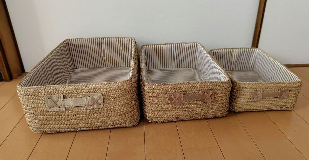 ナチュラル素材のバスケット8個セット　籠　かご　9800円→7200円
