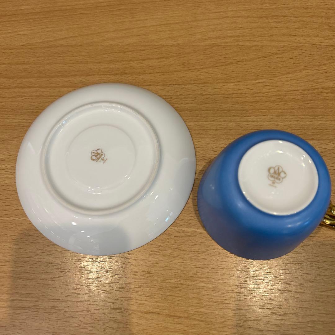 大倉陶園 色蒔き ブルー モーニング カップ＆ソーサー OKURA