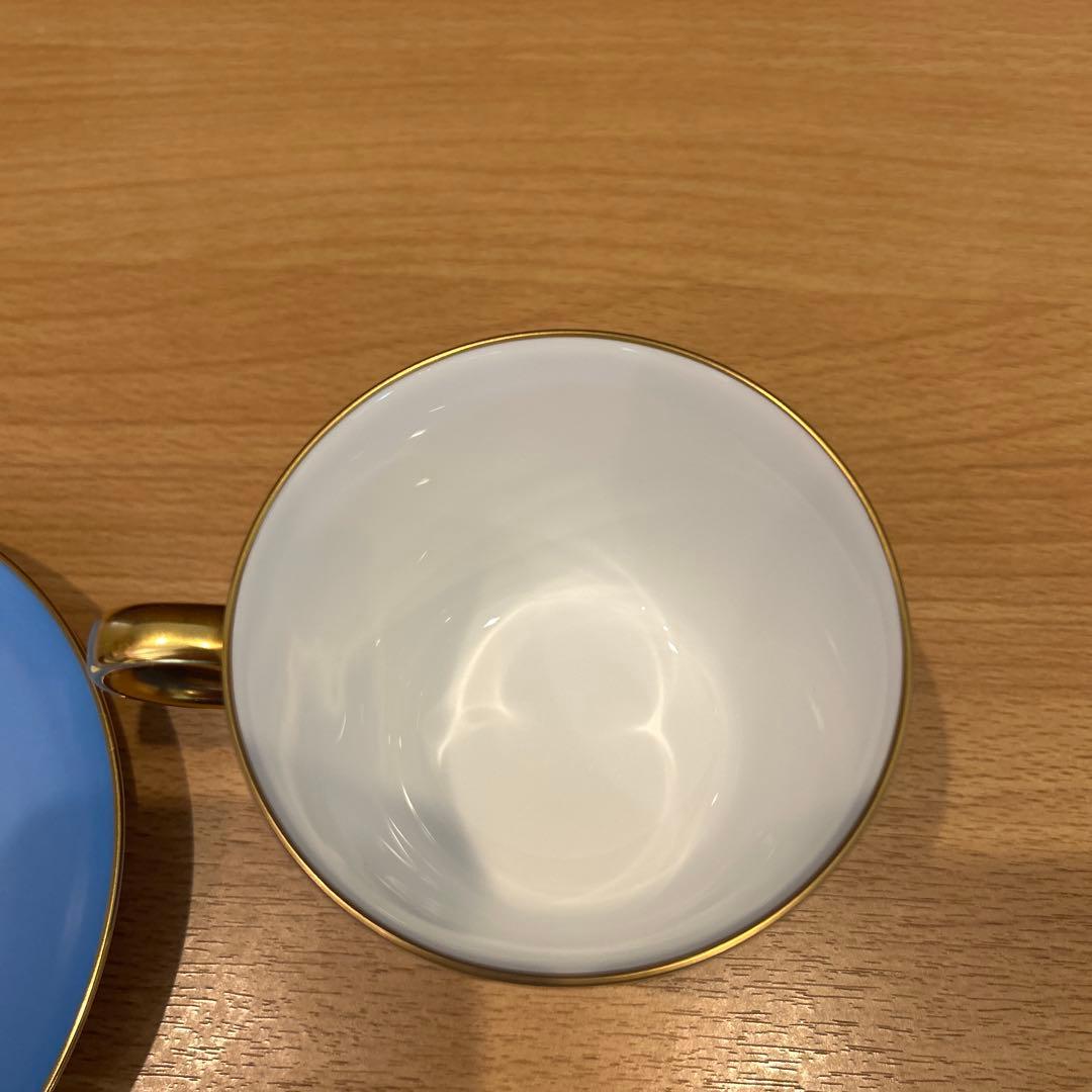 大倉陶園 色蒔き ブルー モーニング カップ＆ソーサー OKURA