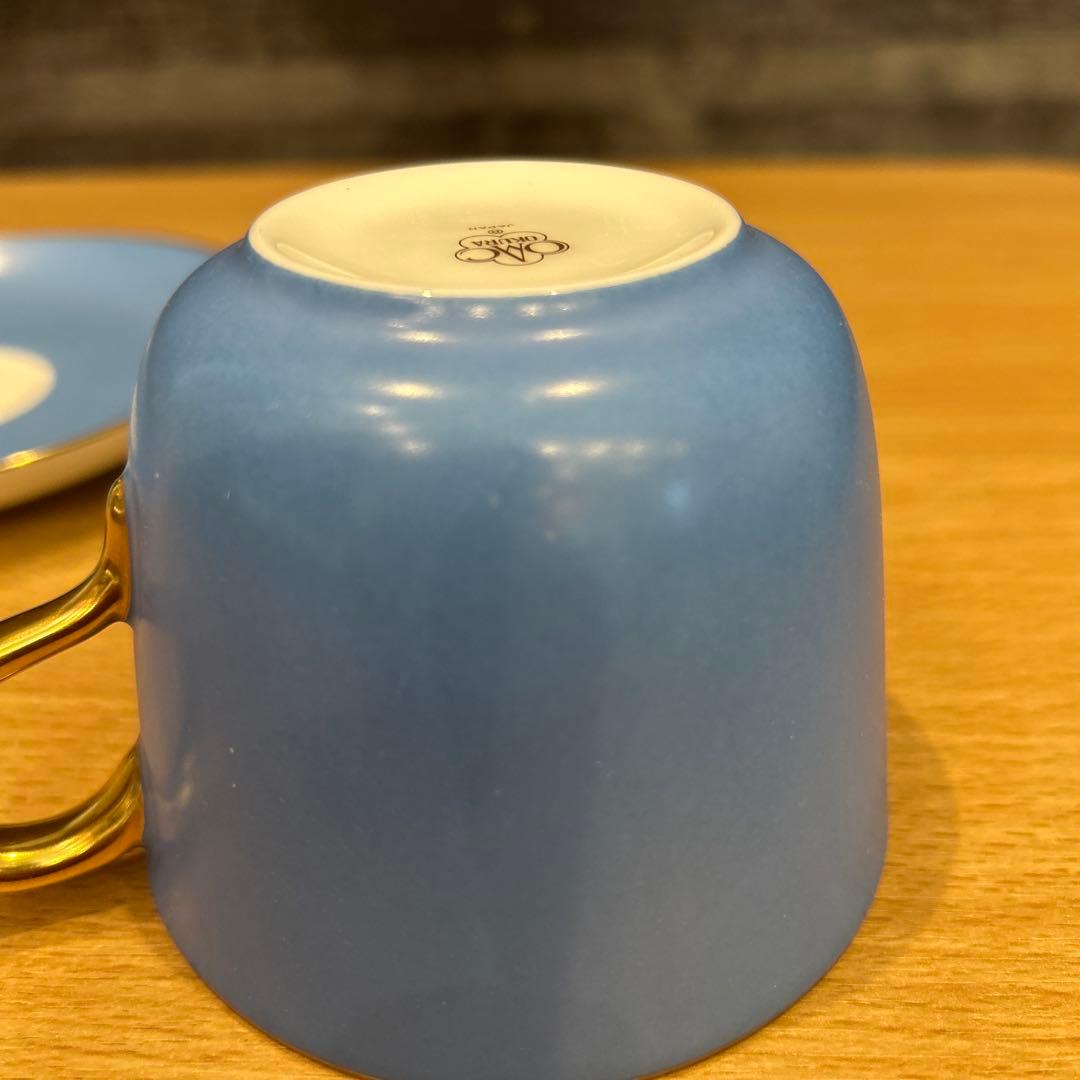 大倉陶園 色蒔き ブルー モーニング カップ＆ソーサー OKURA