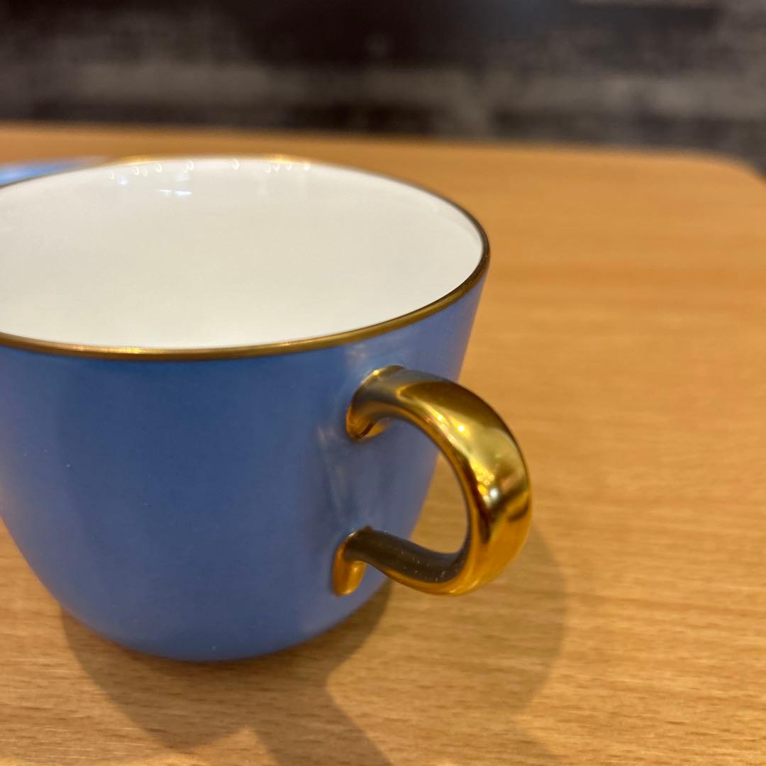 大倉陶園 色蒔き ブルー モーニング カップ＆ソーサー OKURA