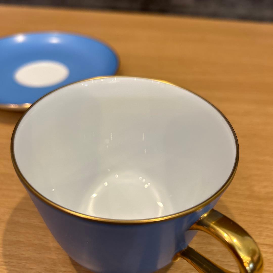 大倉陶園 色蒔き ブルー モーニング カップ＆ソーサー OKURA