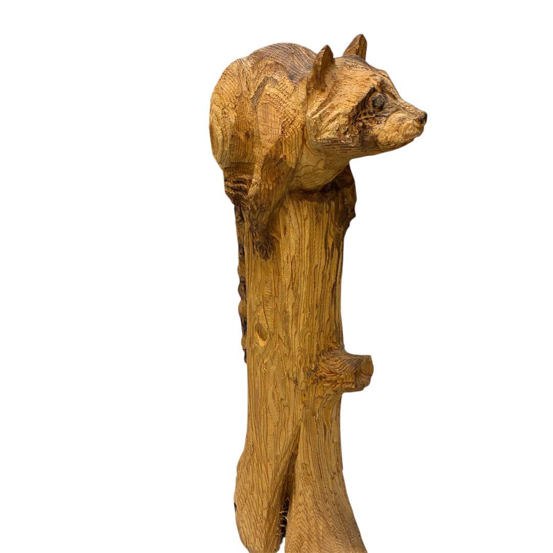 アライグマ　あらいぐま　木彫　彫刻　チェーンソーアート　アンティーク　レトロ