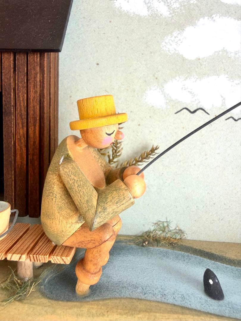 ［新品］ドイツ製釣り人風景ボックス形置き物