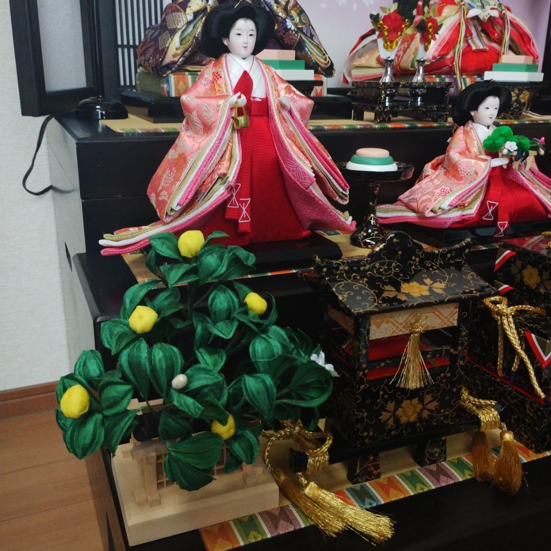 美品 吉徳大光 雛人形 ひな人形 五人飾り 三段飾り ライト付き