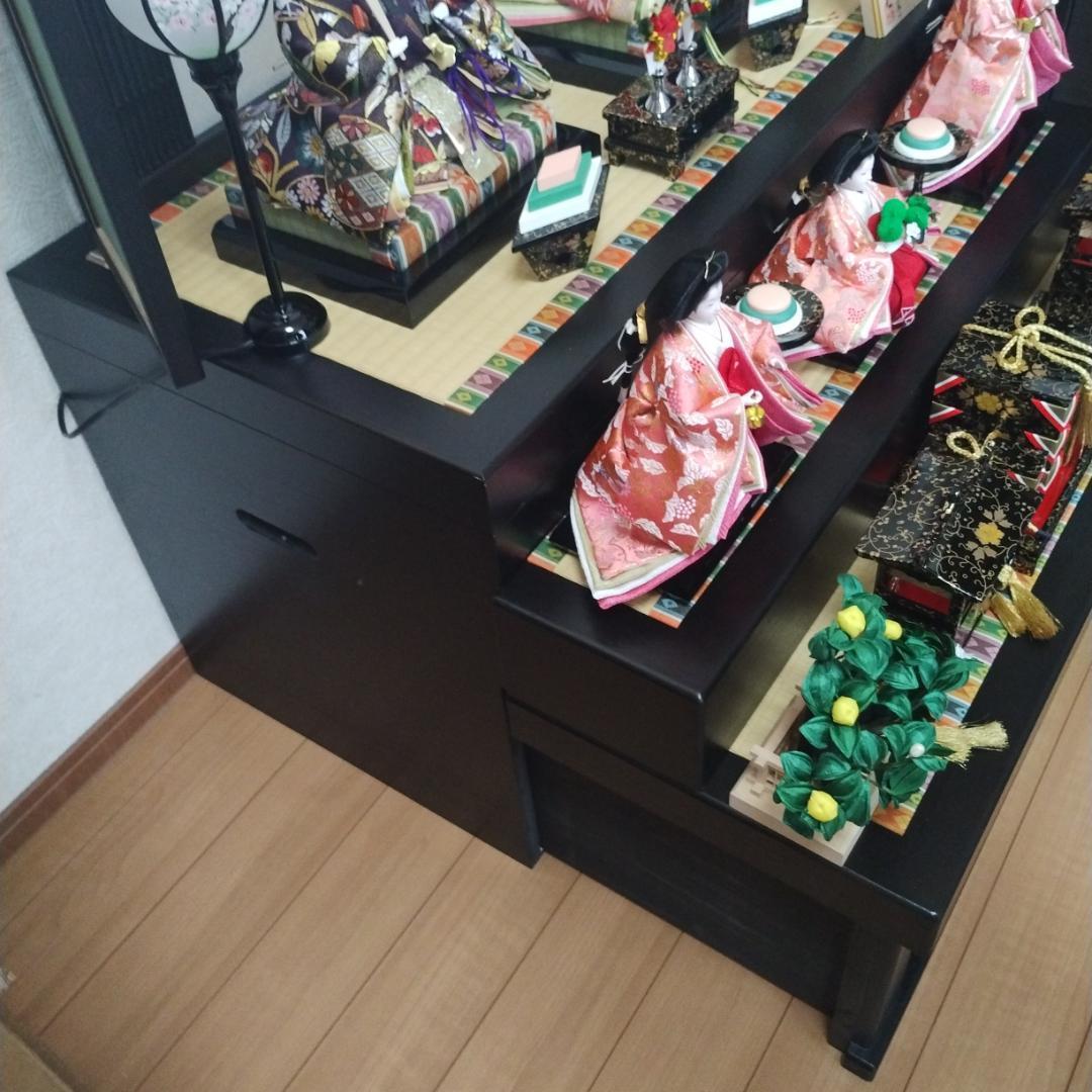 美品 吉徳大光 雛人形 ひな人形 五人飾り 三段飾り ライト付き