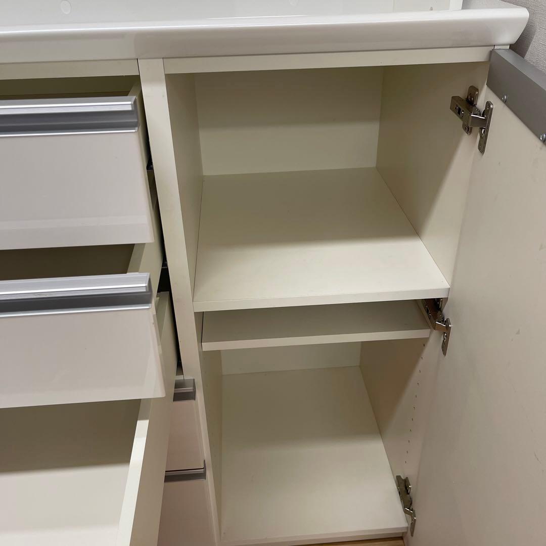 パモウナ　食器棚　白　幅艶あり　ハイタイプ　横140センチ