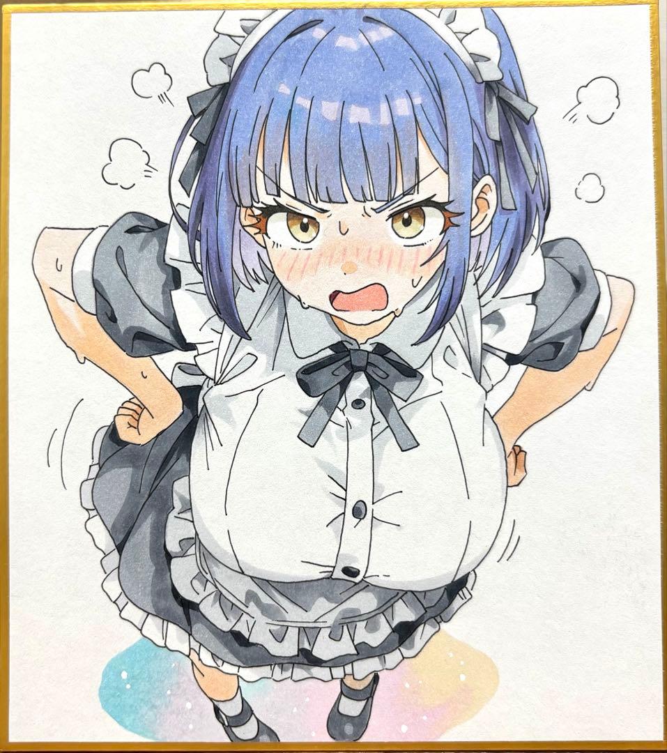 き*ん様 メイド　女の子　イラスト　手描き　色紙