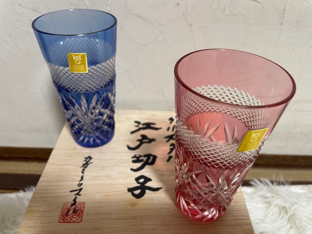 【新品•未使用】★カガミクリスタル　クリスタル　江戸切子　ペアグラス