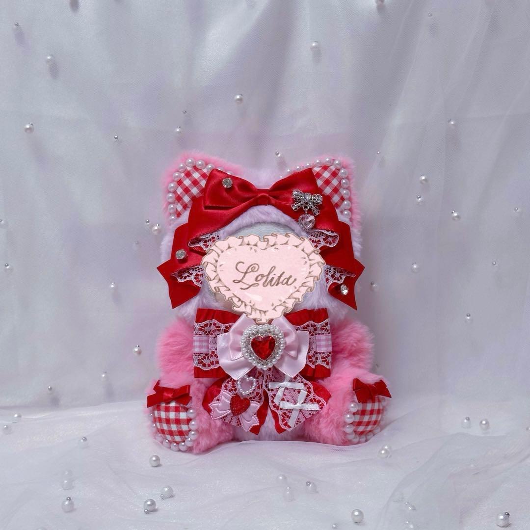 ぬい服 10~12cm おすわり ねこ ピンク レッド