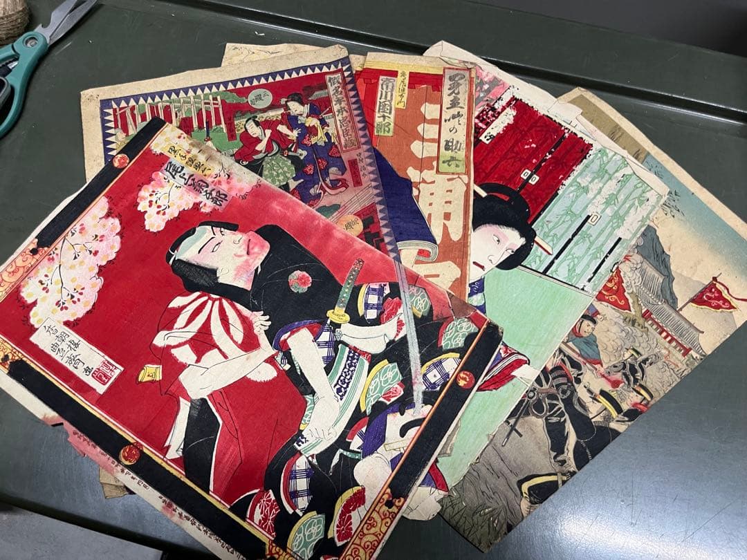 明治時代 浮世絵 5枚木版画 大判 まとめ売り