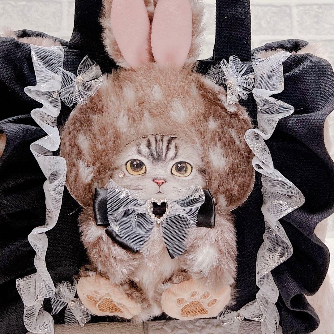 コヤンイサムチョン ハンドメイド チュールフリルトートバッグ バンビファー 猫