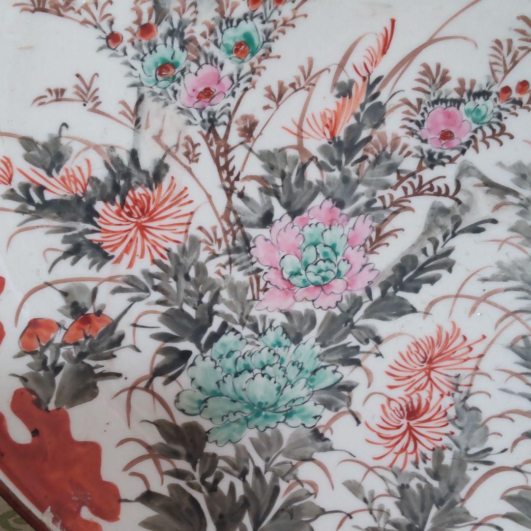 九谷焼古九谷大皿　花鳥絵皿