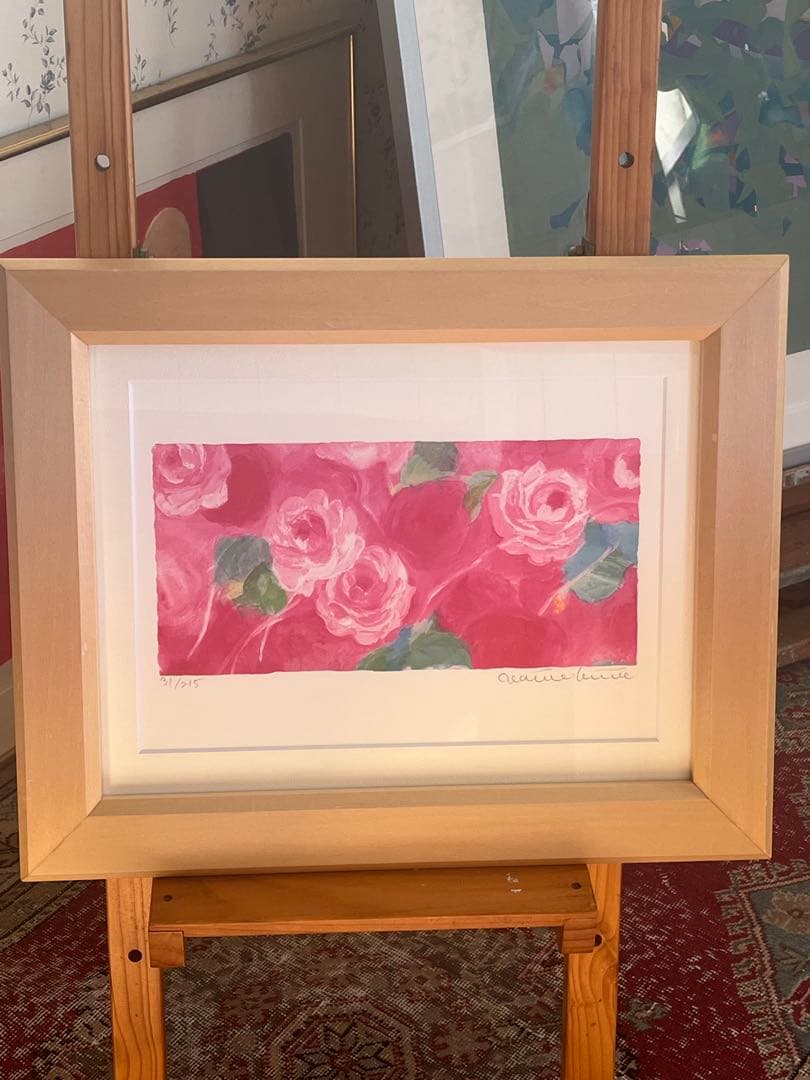 額入り版画　 限定　ジニーキム　バラ　現行品　サイン.ED.証明書　春　模様替え