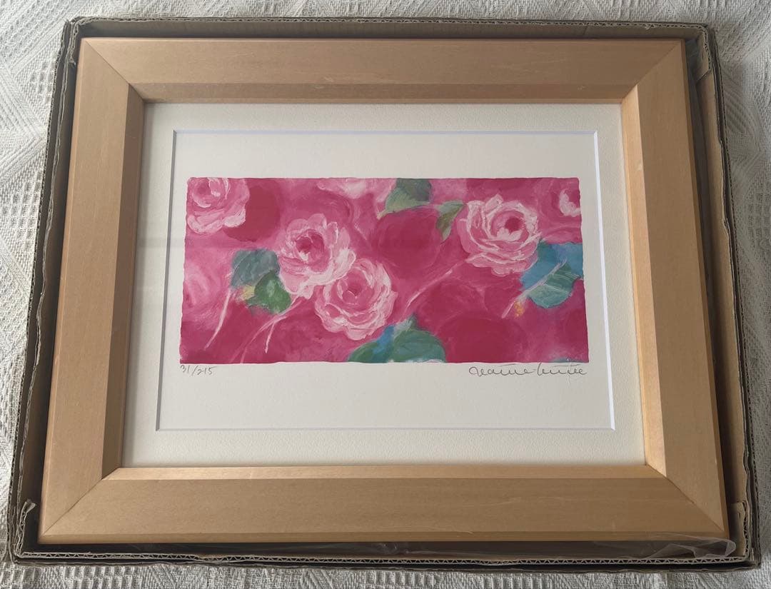 額入り版画　 限定　ジニーキム　バラ　現行品　サイン.ED.証明書　春　模様替え