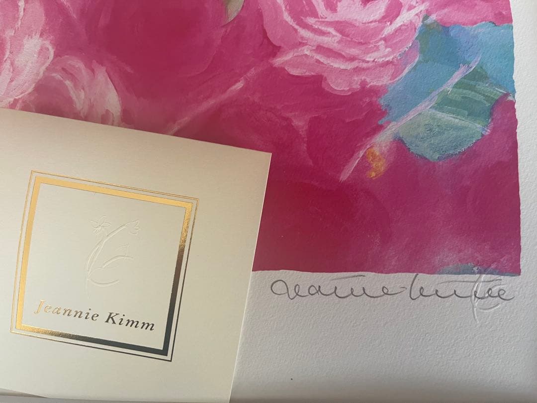 額入り版画　 限定　ジニーキム　バラ　現行品　サイン.ED.証明書　春　模様替え