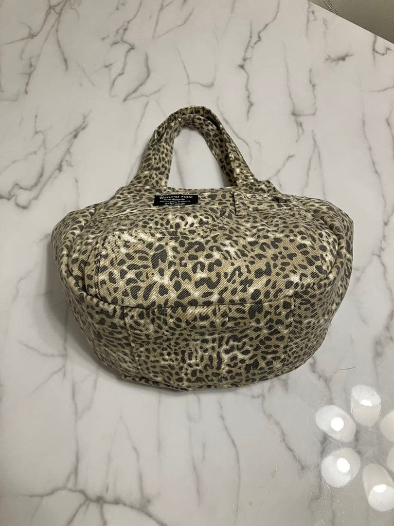 990 コロ葱(マロ)　ヒョウ柄デニムリメイクバック　ハンドメイド