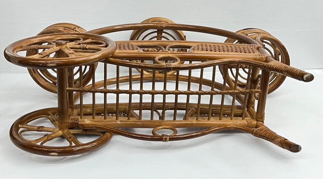 曲げ木　キャビネット　電話台　ラタン　籐　チェスト　籐製　花台　飾り棚　中古