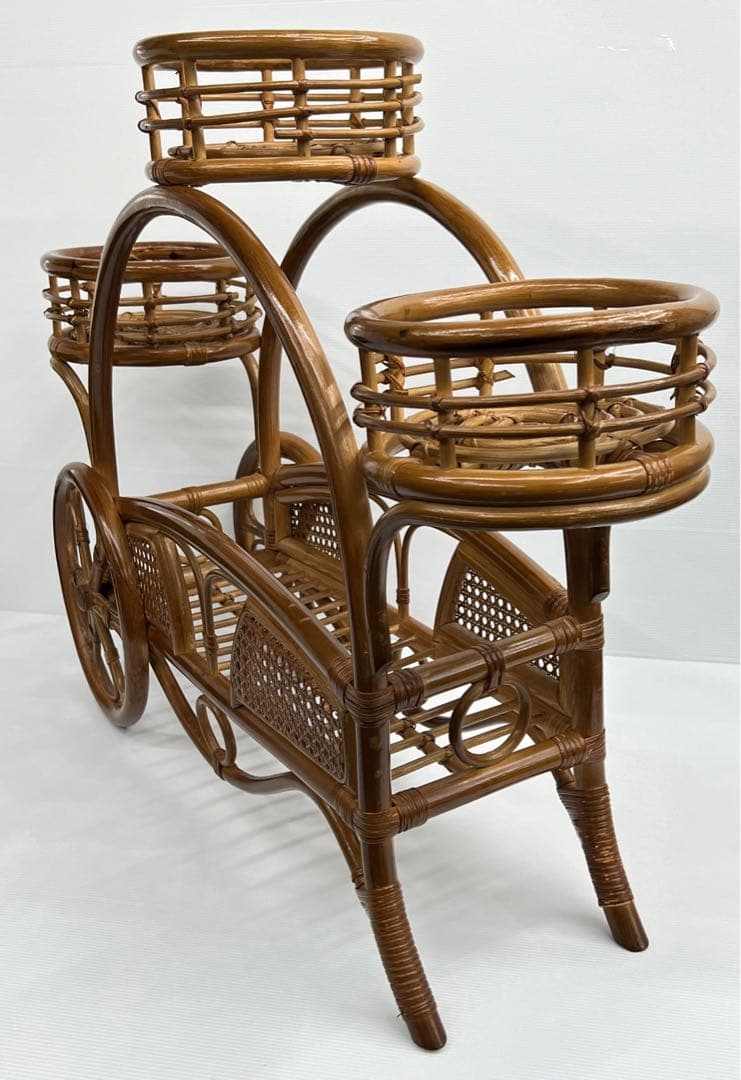 曲げ木　キャビネット　電話台　ラタン　籐　チェスト　籐製　花台　飾り棚　中古