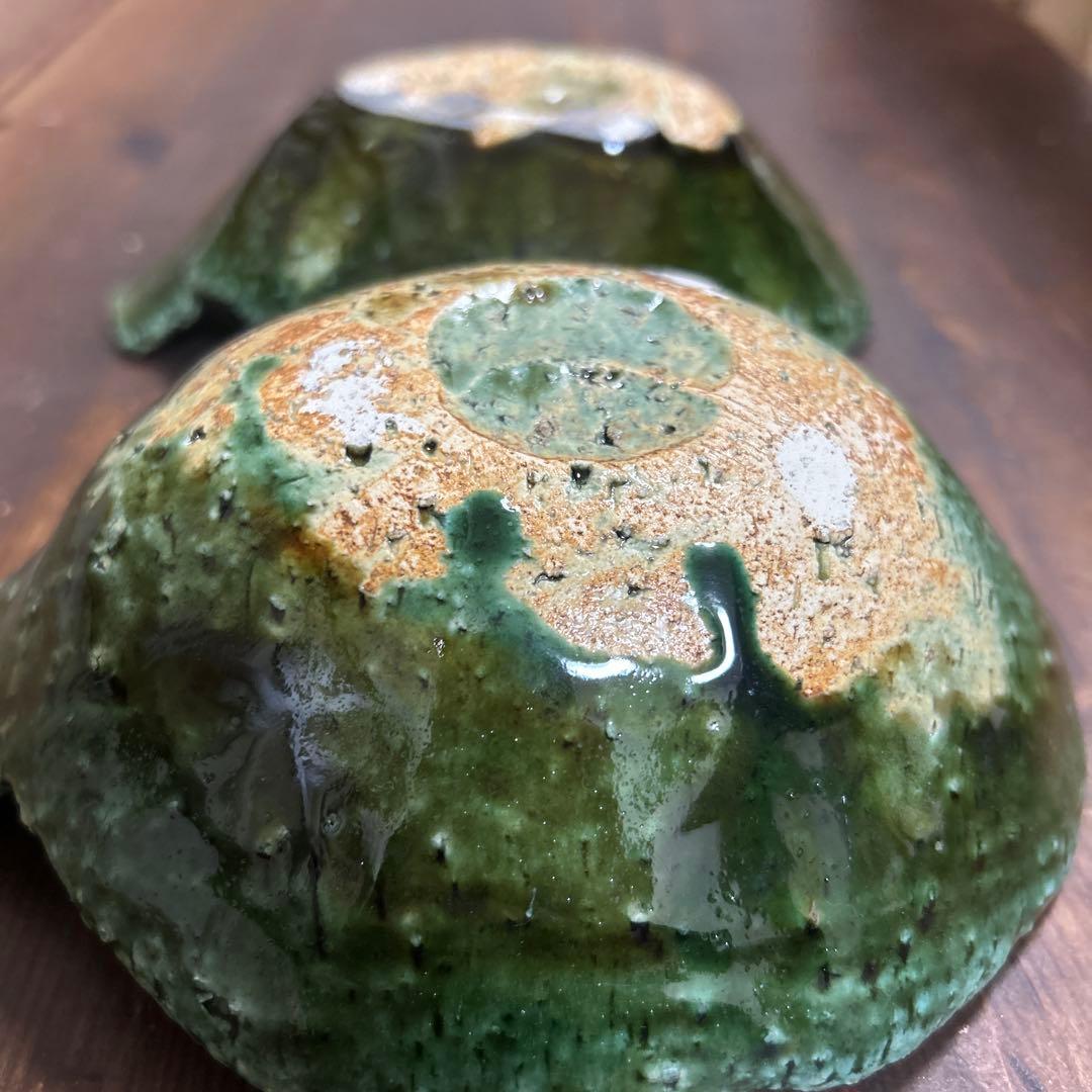 作家　陶芸作家　織部　とんすい　片手鉢　手捻り　２つ