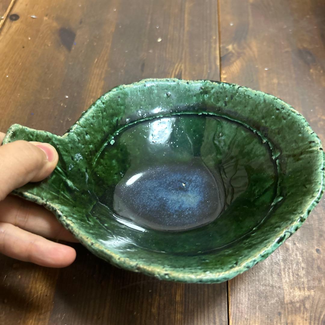 作家　陶芸作家　織部　とんすい　片手鉢　手捻り　２つ