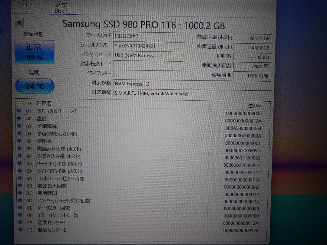 内蔵型SSD Samsung 980 PRO 1TB SSD MZ-V8P1T0B/IT