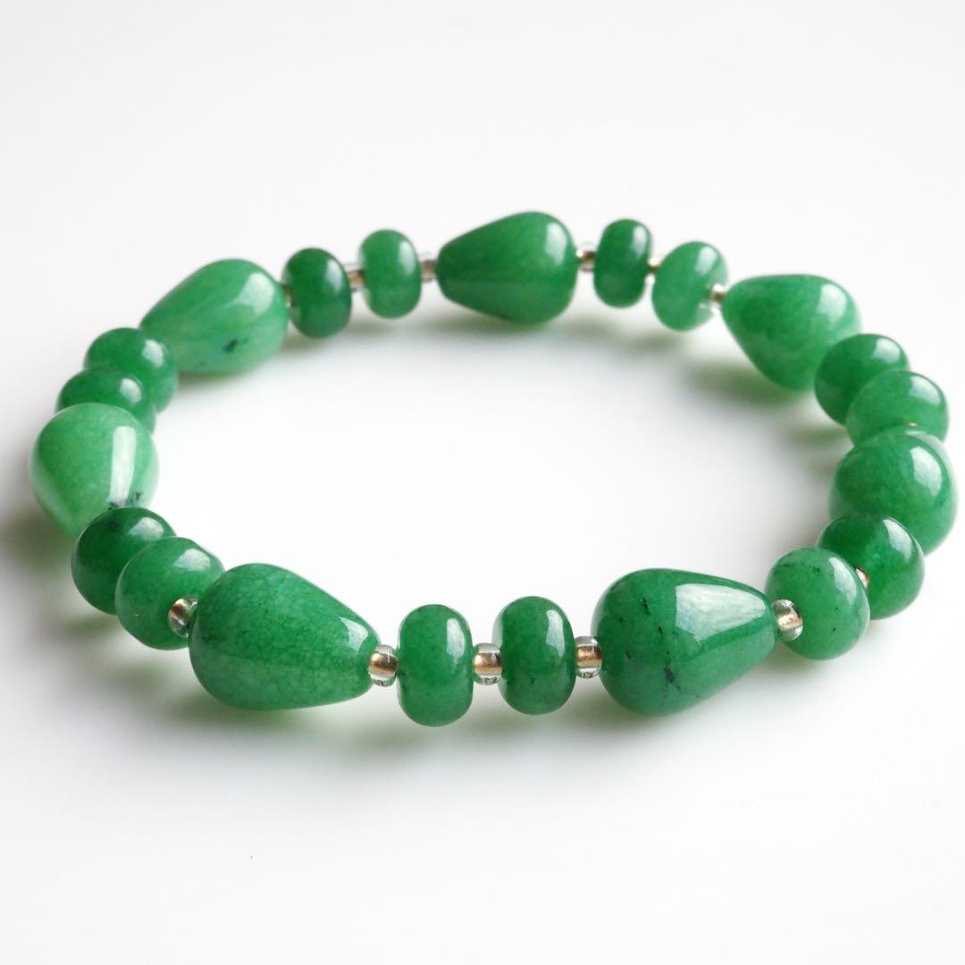 【くんく】マレーシア翡翠のデザインゴムブレスレット