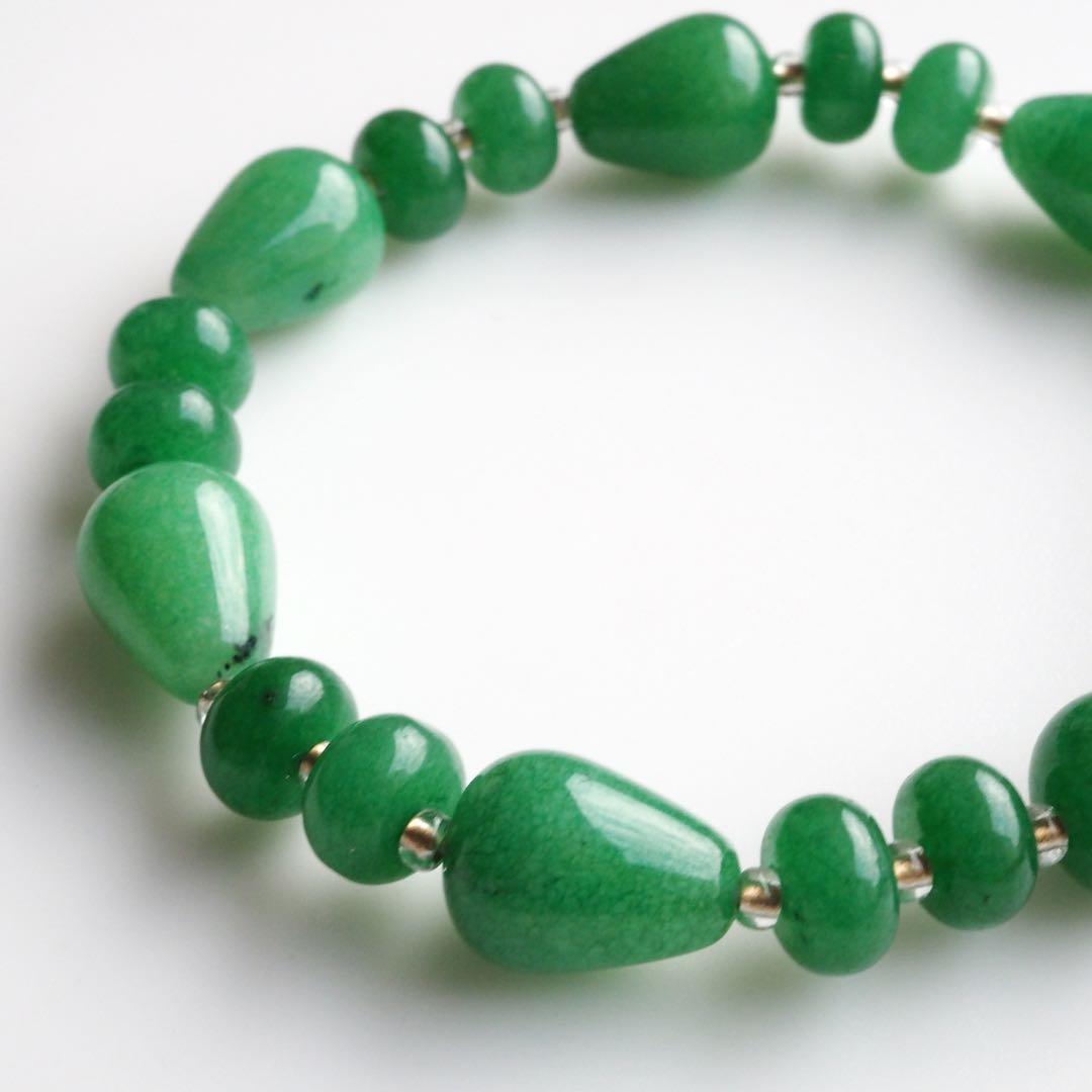 【くんく】マレーシア翡翠のデザインゴムブレスレット