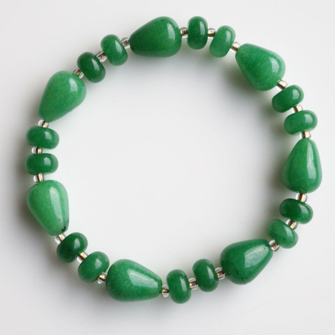 【くんく】マレーシア翡翠のデザインゴムブレスレット