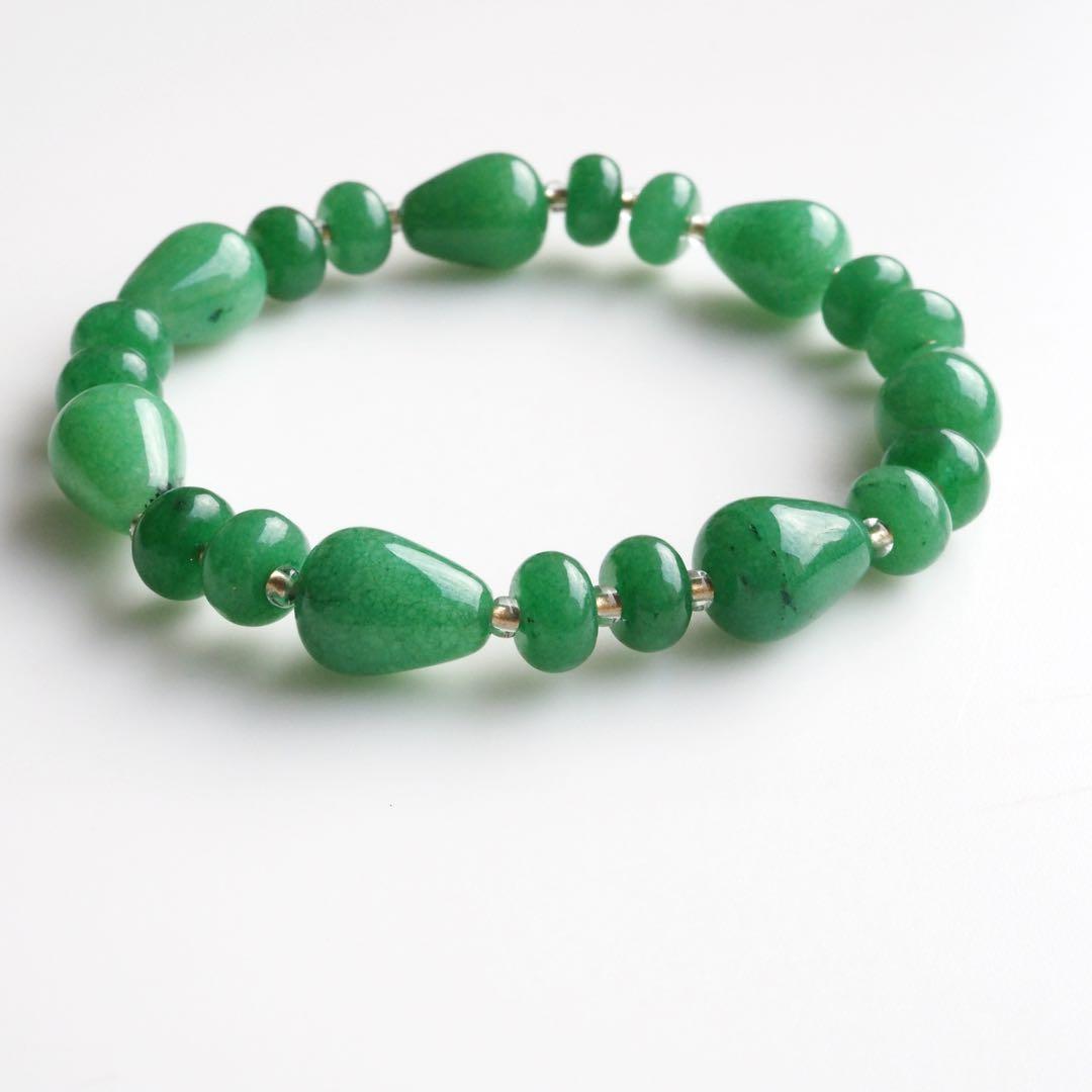 【くんく】マレーシア翡翠のデザインゴムブレスレット