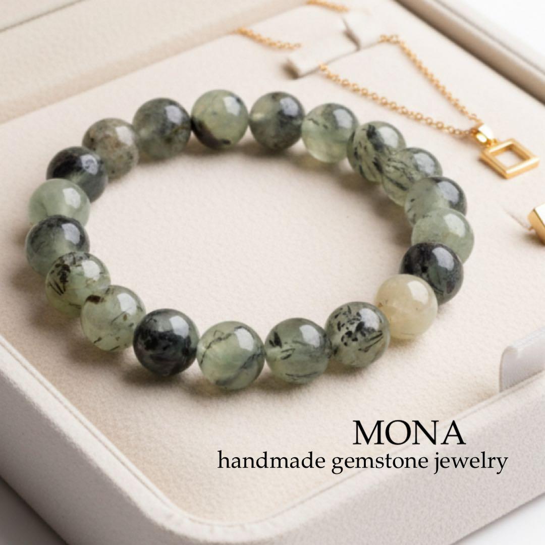 【くんく】マレーシア翡翠のデザインゴムブレスレット
