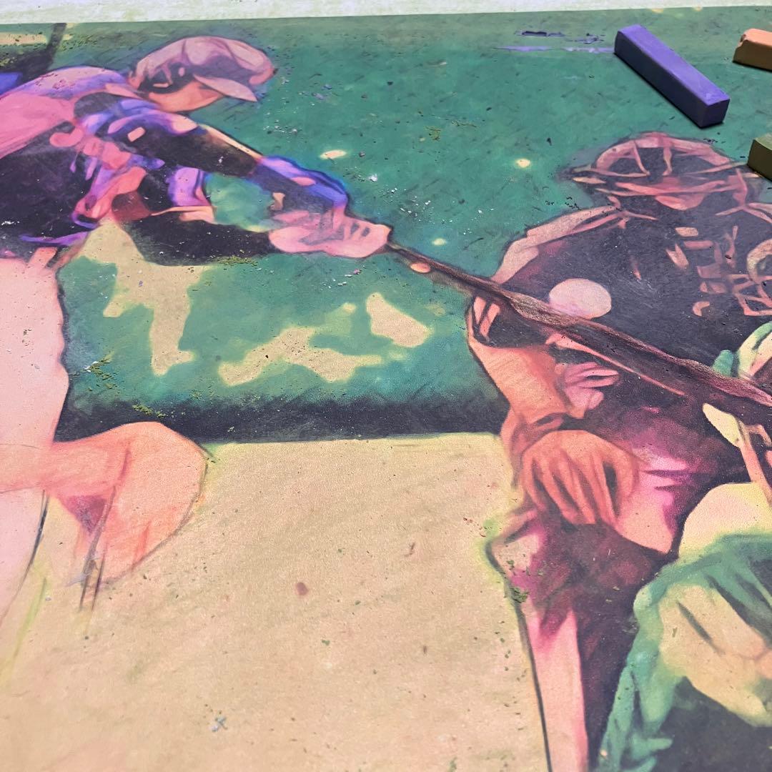 パステル画1 額装品　額縁寸法32.7cm×44.5cm　カラー着色　定款付