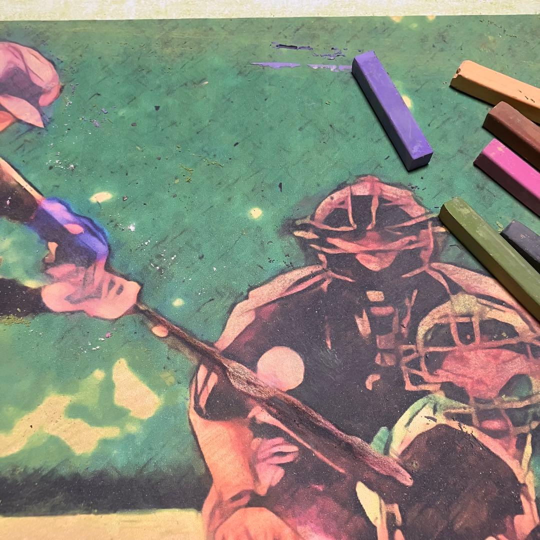 パステル画1 額装品　額縁寸法32.7cm×44.5cm　カラー着色　定款付