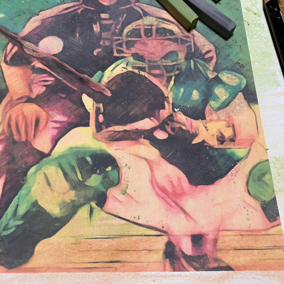 パステル画1 額装品　額縁寸法32.7cm×44.5cm　カラー着色　定款付