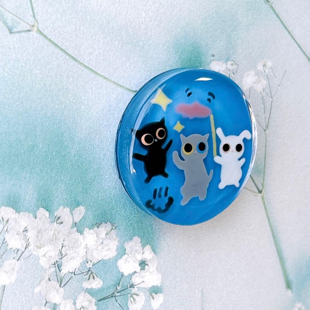 手描き　猫だもの。猫じゃらし　ヘアゴム　ブローチ　レジン　猫　うさぎ