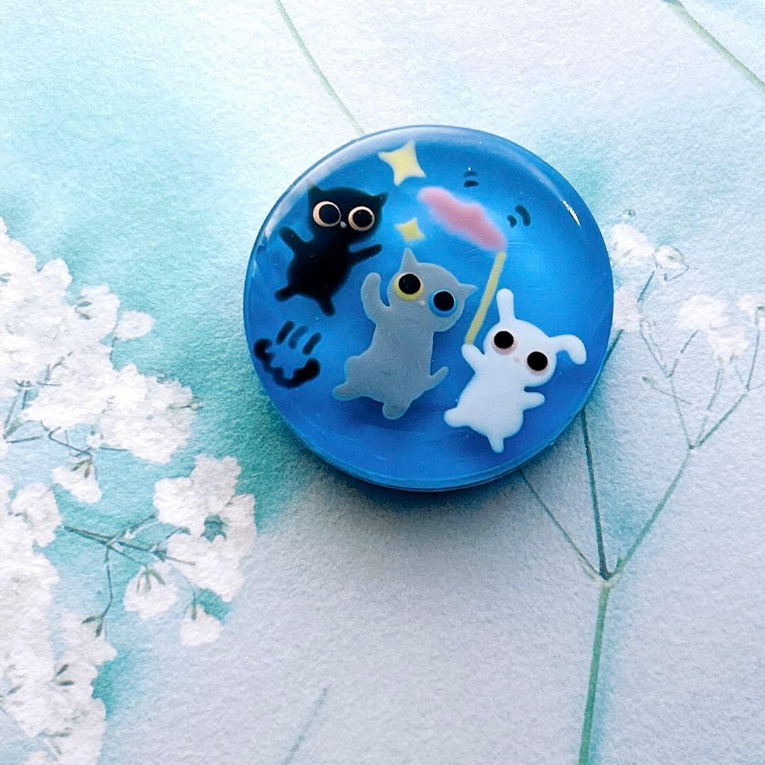 手描き　猫だもの。猫じゃらし　ヘアゴム　ブローチ　レジン　猫　うさぎ