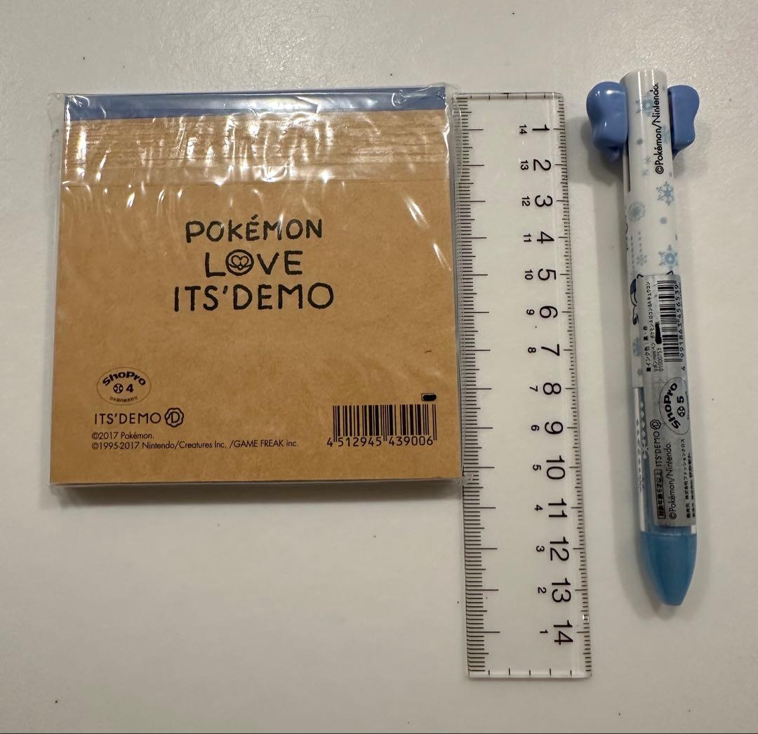 イッツデモ　ポケモン　ウィンターロコン　4柄メモ帳　2色ボールペン　2点セット