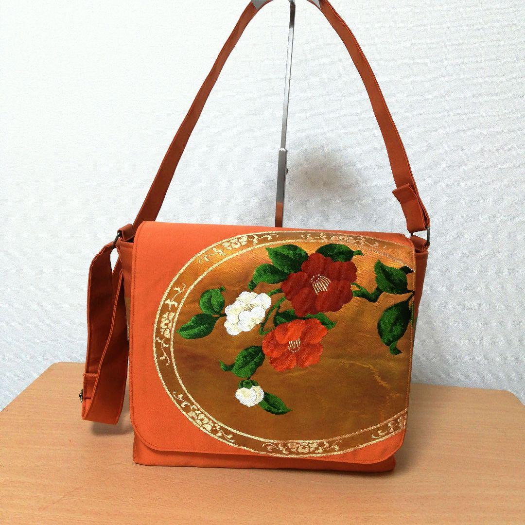 coco 　ご相談用 帯リメイクバッグ　黒　橙色