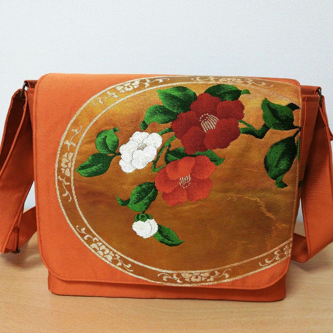 coco 　ご相談用 帯リメイクバッグ　黒　橙色